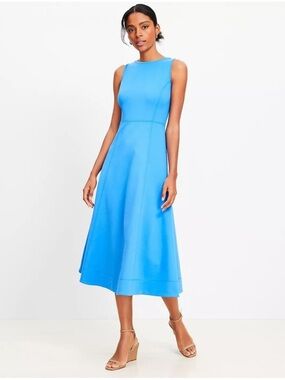 LOFT Ann Taylor Women`s Ponte Seamed Midi Tank Dress in Cobalt Blue size 8 new